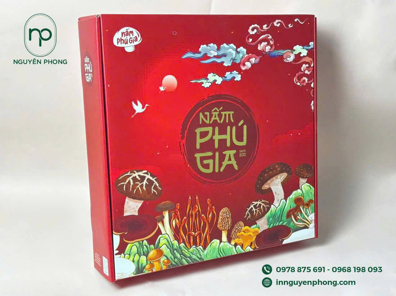 Mẫu hộp carton đựng nấm in màu đẹp 